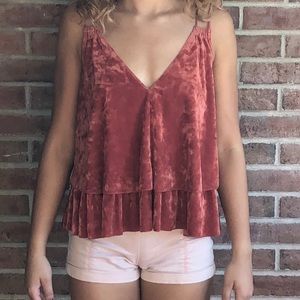 Rust Colored Velvet Flowy Tank Top